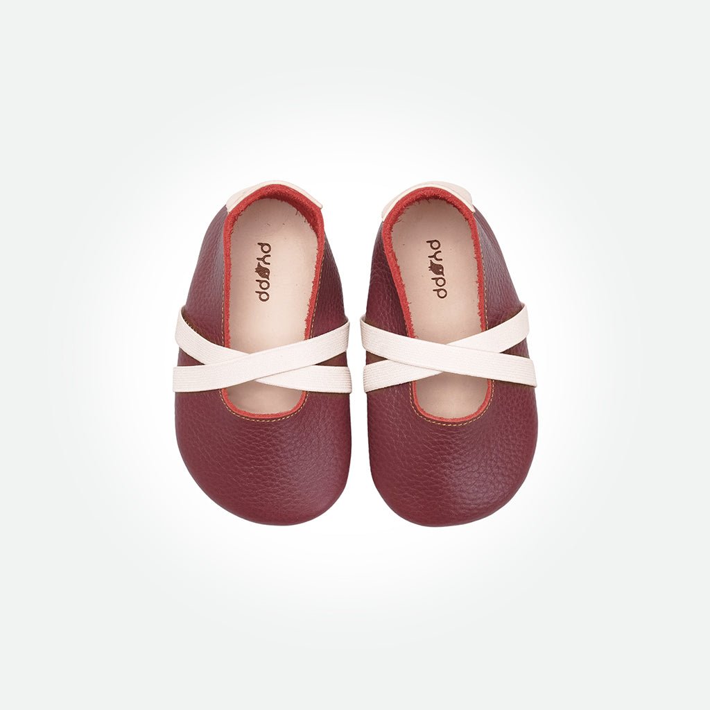 Baby Mary Jane Ballet - Burgundy - Pyopp Barefoot