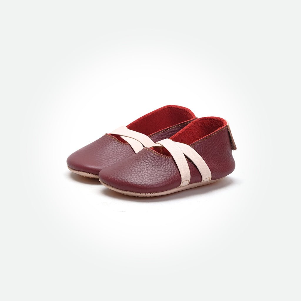 Baby Mary Jane Ballet - Burgundy - Pyopp Barefoot